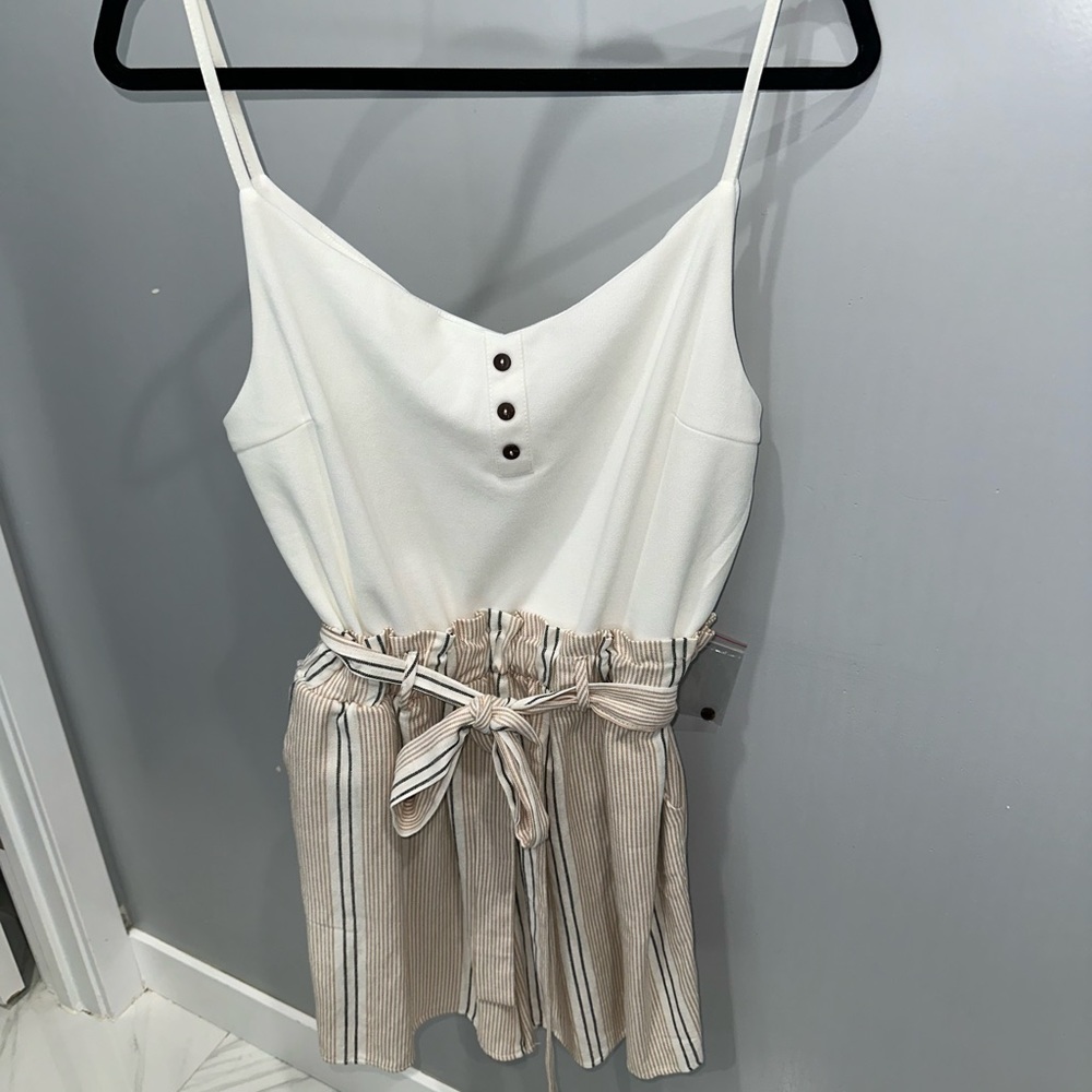 White and Beige Romper